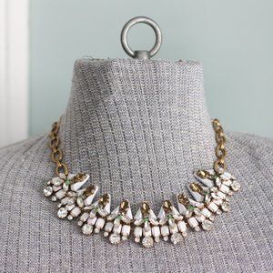 J. CREW Pink Gold and Green Faux Diamond Necklace